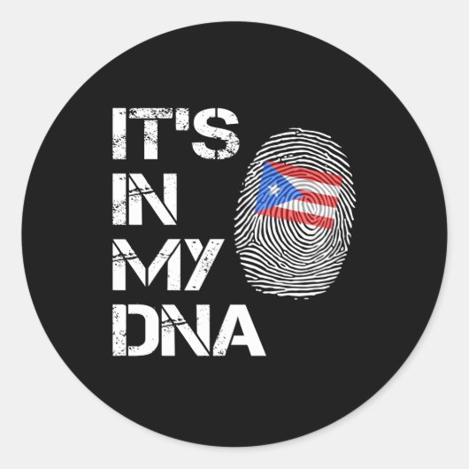 Its in My DNA Puerto Rican  Flag ラウンドシール (正面)