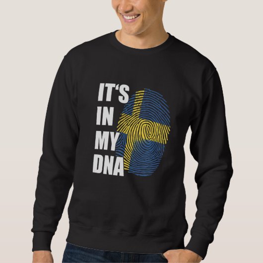 It's In My DNA Sweden Pride Swedish Flag Fingerpri スウェットシャツ (正面)