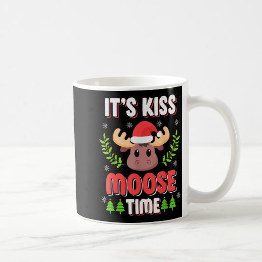 It's Kiss Moose Time Play On Words For Christmas コーヒーマグカップ (右)