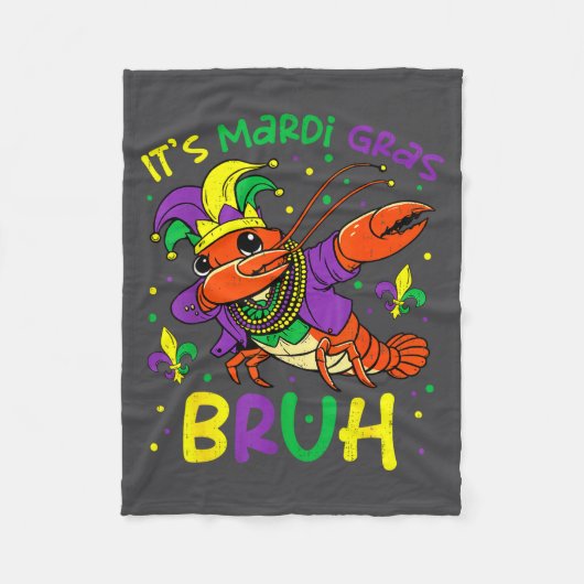 Its Mardi Gras Bruh Crayfish Dab Jester Beads Boys フリースブランケット (正面)