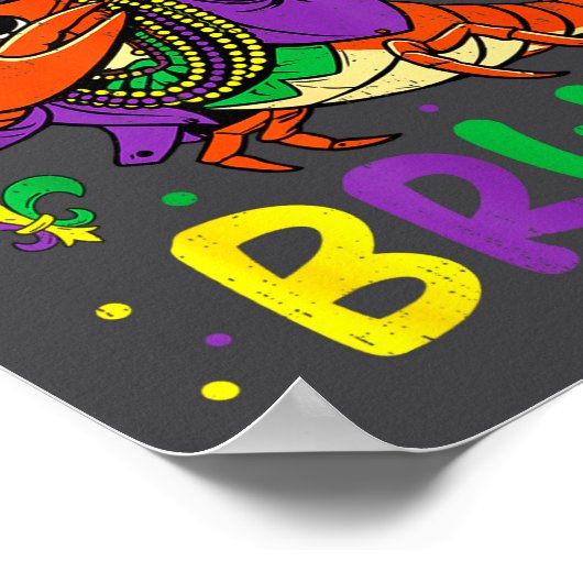 Its Mardi Gras Bruh Crayfish Dab Jester Beads Boys ポスター (角)