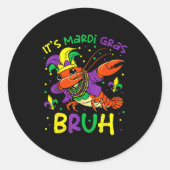 Its Mardi Gras Bruh Crayfish Dab Jester Beads Boys ラウンドシール (正面)