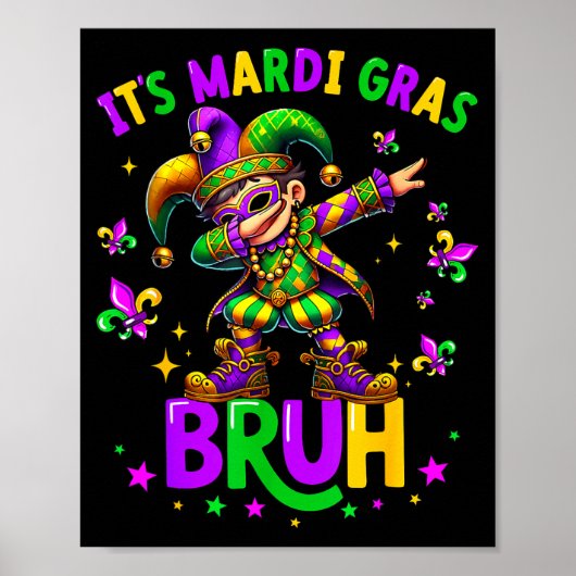 It's Mardi Gras Bruh Dabbing Leprechaun Jester New ポスター (正面)
