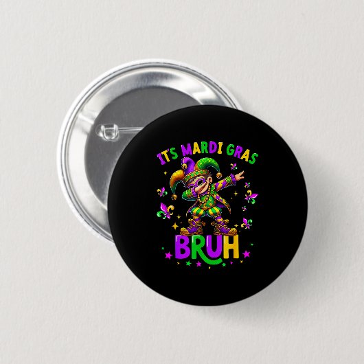 It's Mardi Gras Bruh Dabbing Leprechaun Jester New 缶バッジ (正面&裏面)