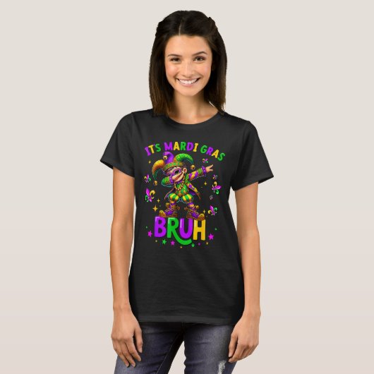 It's Mardi Gras Bruh Dabbing Leprechaun Jester New Tシャツ (正面フル)