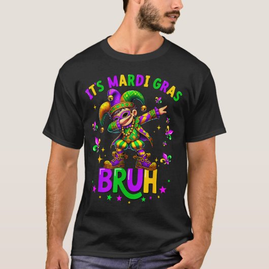 It's Mardi Gras Bruh Dabbing Leprechaun Jester New Tシャツ (正面)