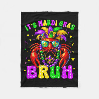Its Mardi Gras Bruh Funny Crawfish Outfit Boys Gir フリースブランケット