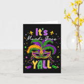 It's Mardi Gras Y'all Feathered Mask Carnival Men  カード (黄色い花)
