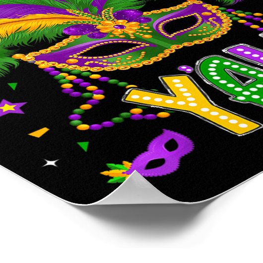 It's Mardi Gras Y'all Feathered Mask Carnival Men ポスター (角)