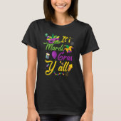 Its Mardi Gras Yall Jester Hat Mardi Gras Mask Bea Tシャツ (正面)