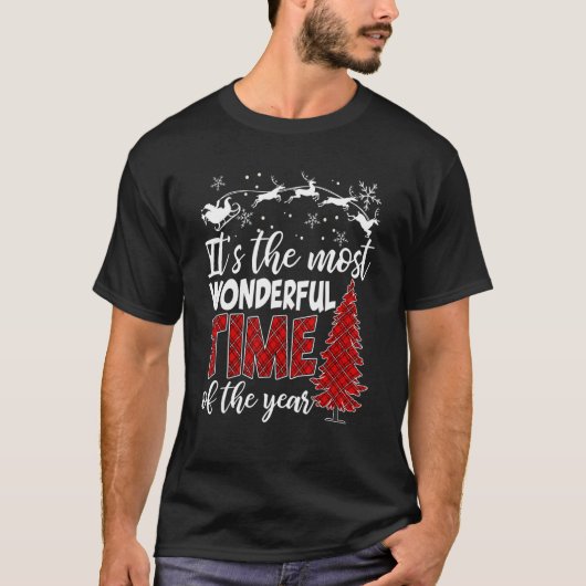 It's Most Wonderful   Time Christmas Buffalo Red P Tシャツ (正面)