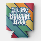 It's My誕生日 – ハッピーストライプレインボーカラー 缶クーラー (正面)