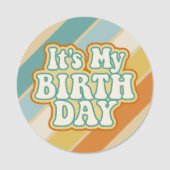 It's My誕生日-レトロストライプサンセットカラー 名札 (正面)