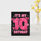 It's My 10 Birthday Coquette Bow Girl Cute 10 Year カード (黄色い花)