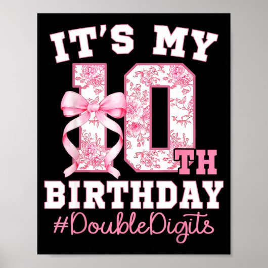 Its My 10th Birthday Girl Double Digits Coquette B ポスター (正面)