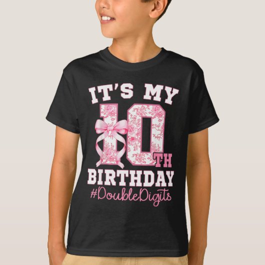 Its My 10th Birthday Girl Double Digits Coquette B Tシャツ (正面)
