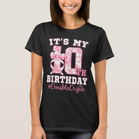 Its My 10th Birthday Girl Double Digits Coquette B Tシャツ (正面)