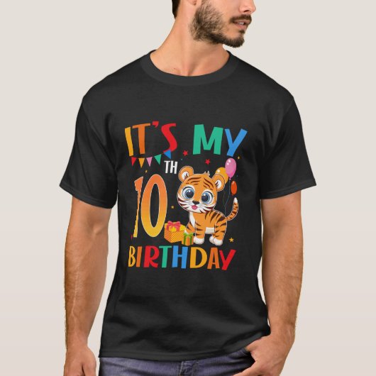 It's My 10th Birthday Tiger Theme 10 Year Old Boy  Tシャツ (正面)