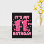It's My 11th Birthday Coquette Bow Girl Cute 11 Ye カード (黄色い花)