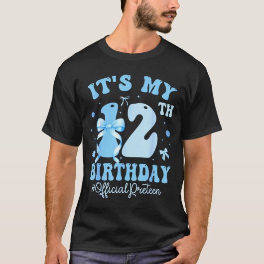 It's My 12th Birthday Girl Coquette Bow Blue 12 Ye Tシャツ (正面)