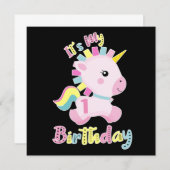 Its My 1st Birthday Baby Unicorn Girls Gift 招待状 (正面/裏面)