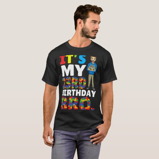 Its My 23rd Birthday Bro Boy Cake Building Blocks Tシャツ (正面フル)
