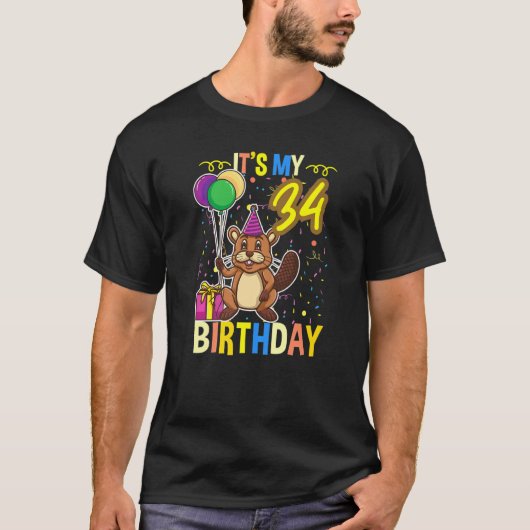 Its My 34th Birthday Beaver Tシャツ (正面)