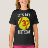 It's My 3rd Birthday Girl Softball 3 Year Old Tシャツ (正面)