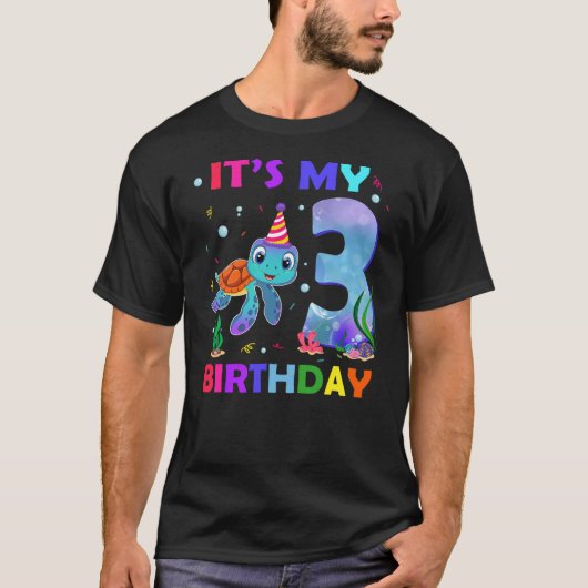 Its My 3rd Birthday Sea Turtle 3 Year Old Ocean Tシャツ (正面)