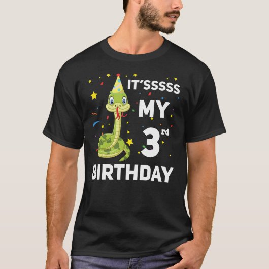 It's My 3rd Birthday Snake Theme Birthday Party Tシャツ (正面)
