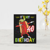 Its My 40th Birthday Hot Dog Men Women カード (黄色い花)