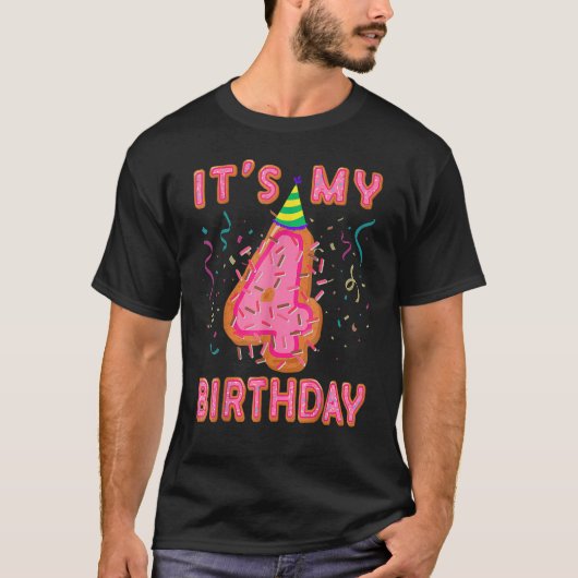 It's My 4th Birthday Doughnut Happy 4 Years Old Gi Tシャツ (正面)