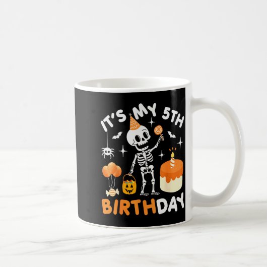 It's My 5th Birthday-funny Halloween Skeleton 5th コーヒーマグカップ (右)