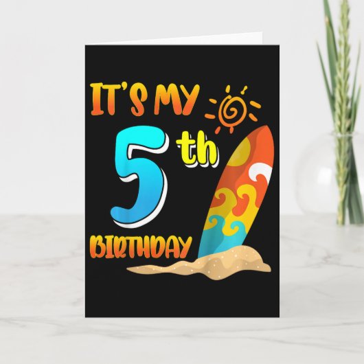 It's My 5th Birthday Surfing Beach Pool Party 5 Ye カード (正面)