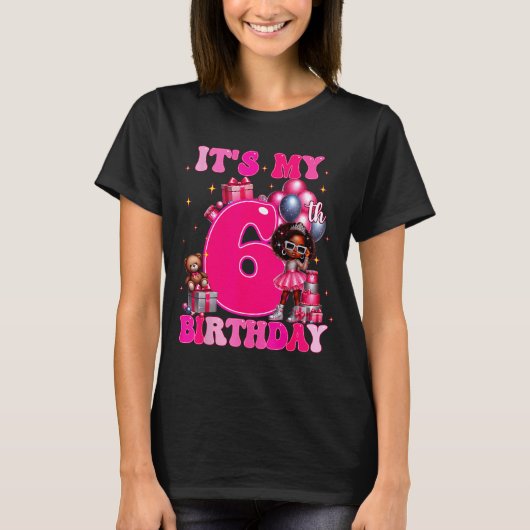 It's My 6th Birthday Black Girl 6 Year Old Melanin Tシャツ (正面)