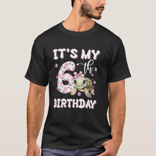 It's My 6th Birthday Cute Turtle Sea Fish Ocean An Tシャツ (正面)