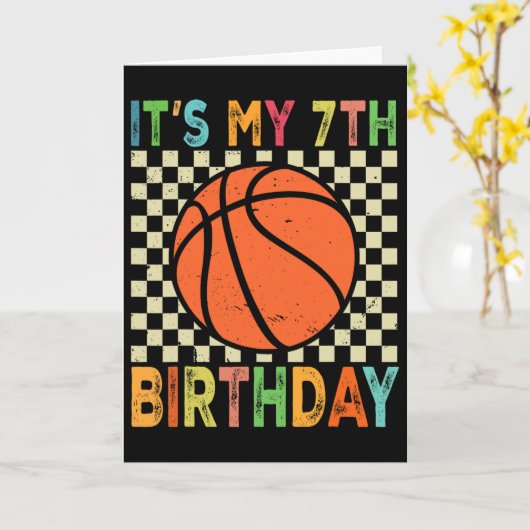 It's My 7th Birthday Sketll 7 Year Old Player Love カード (黄色い花)