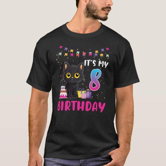 It's My 8th Birthday Cat 8 Years Old Birthday Part Tシャツ (正面)