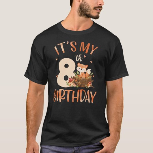 Its My 8th Birthday Cute Fox 8 Year Old Birthday D Tシャツ (正面)