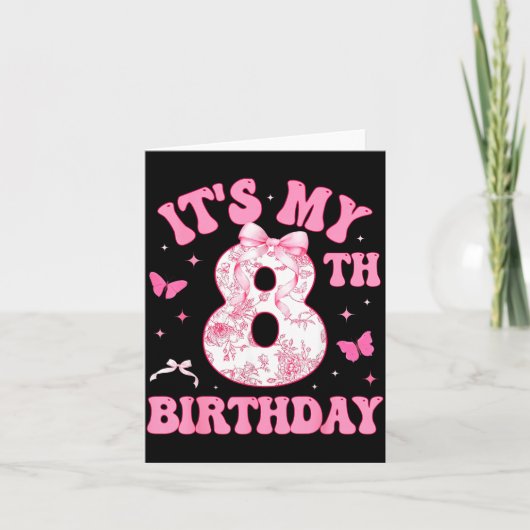 It's My 8th Birthday Nk Coquette Bow 8 Year Old Bi カード (正面)