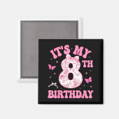 It's My 8th Birthday Nk Coquette Bow 8 Year Old Bi マグネット (正面/裏面)