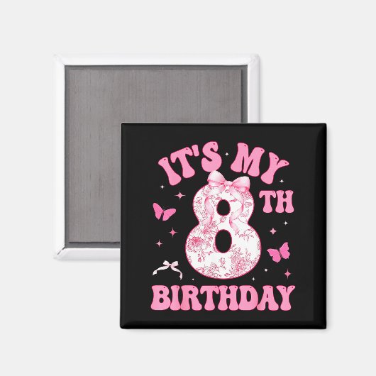 It's My 8th Birthday Nk Coquette Bow 8 Year Old Bi マグネット (正面/裏面)