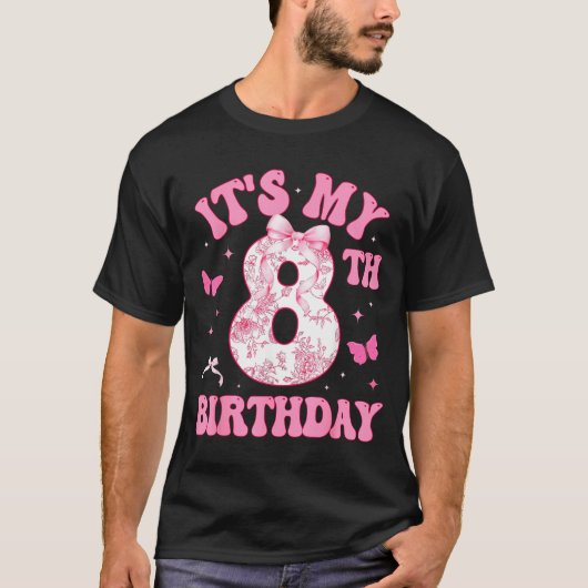 It's My 8th Birthday Nk Coquette Bow 8 Year Old Bi Tシャツ (正面)