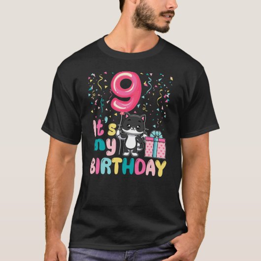 It's My 9th Birthday Cat Lover 9 Years Old Girls B Tシャツ (正面)