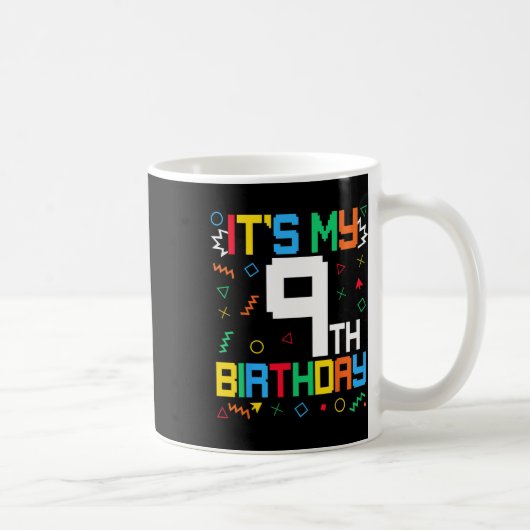 It's My 9th Birthday Gamer Kids Video Game Birthda コーヒーマグカップ (右)