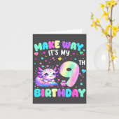 It's My 9th Birthday Girl Cute Axolotl 9 Year Old カード (黄色い花)