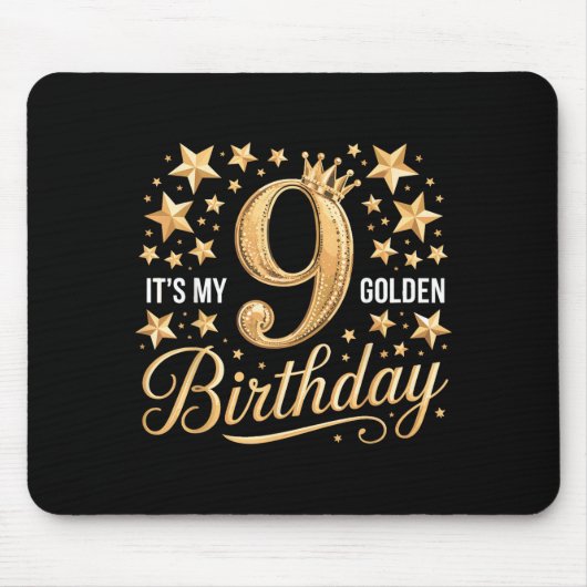 It's My 9th Golden Birthday 9 Year Old Bday Groovy マウスパッド (正面)