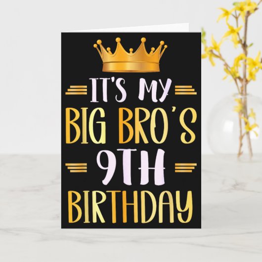 Its My Big Bros 9th Birthday Happy 9 Years Old  カード (黄色い花)