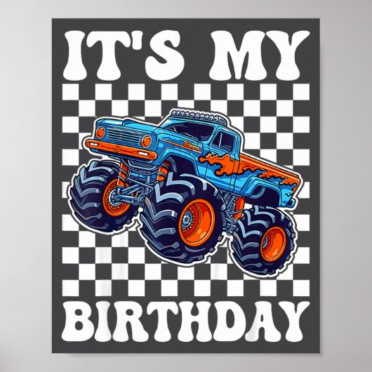 It's My Birthday Boy Monster Truck Bday Party Kids ポスター (正面)
