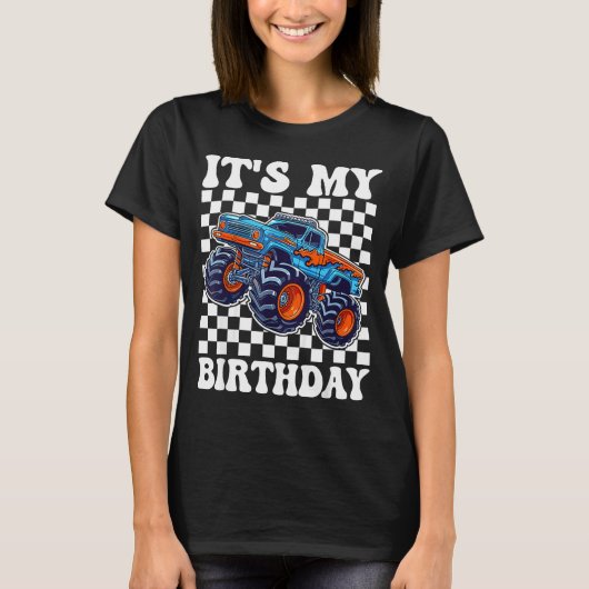 It's My Birthday Boy Monster Truck Bday Party Kids Tシャツ (正面)